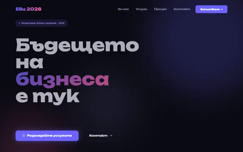 Примерен сайт на Еви 2026 ЕООД — Premium Business Solutions