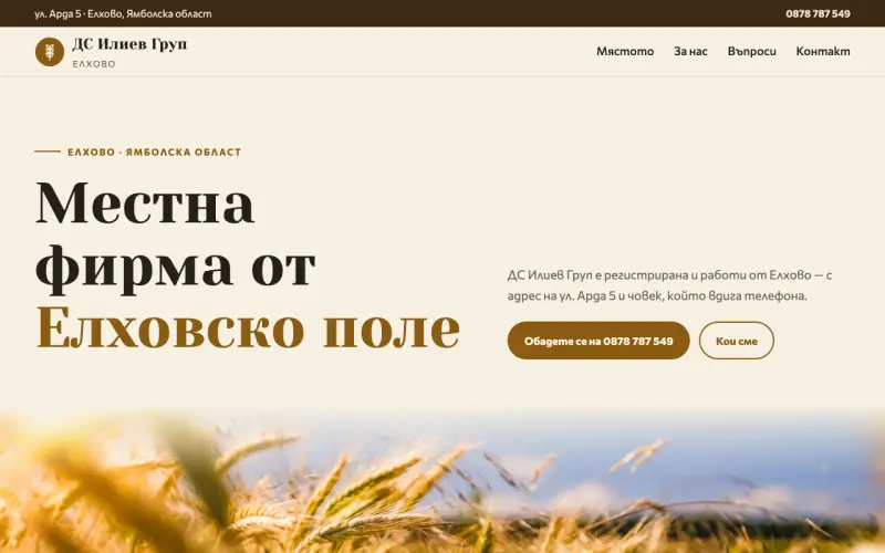 Примерен сайт на ДС ИЛИЕВ ГРУП ЕООД — фирма от Елхово