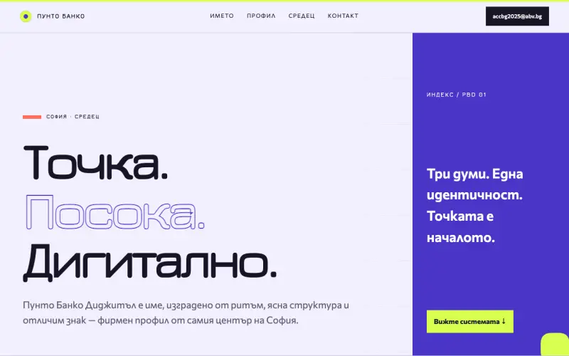 Примерен сайт на Пунто Банко Диджитъл ЕООД — фирмена идентичност в София